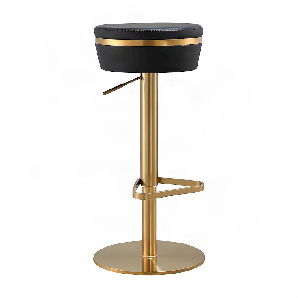 Vegan Leather Adjustable Vanity Stool with Stainless Steel Base