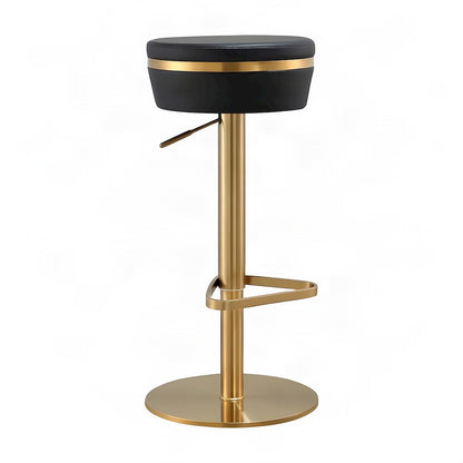 Vegan Leather Adjustable Vanity Stool with Stainless Steel Base