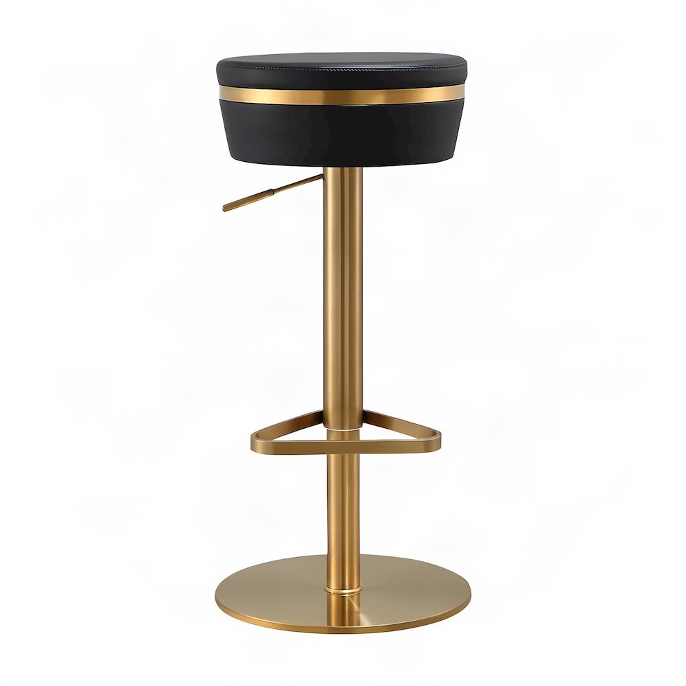 Vegan Leather Adjustable Vanity Stool with Stainless Steel Base