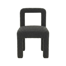 Boucle Upholstered Dining Chair with Pine Legs for Kitchen or Dining Room, Black