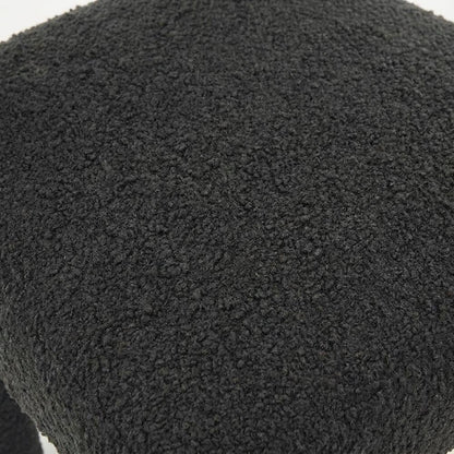Boucle Upholstered Dining Chair with Pine Legs for Kitchen or Dining Room, Black