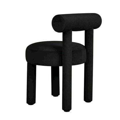 Velvet-Upholstered Dining Chair with Rubberwood Legs, Accent Chair for Bedroom