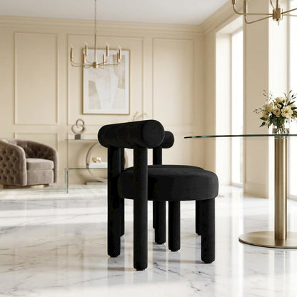 Velvet-Upholstered Dining Chair with Rubberwood Legs, Accent Chair for Bedroom