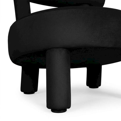 Velvet-Upholstered Dining Chair with Rubberwood Legs, Accent Chair for Bedroom