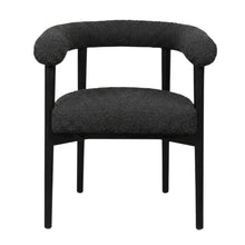 Boucle Upholstered Dining Chair with Ash Wood Legs for Dining Room, Black