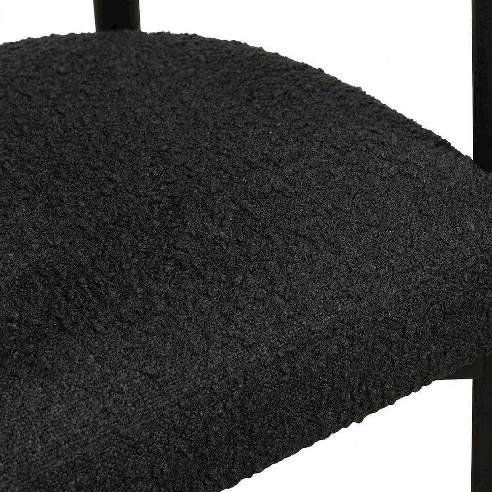 Boucle Upholstered Dining Chair with Ash Wood Legs for Dining Room, Black