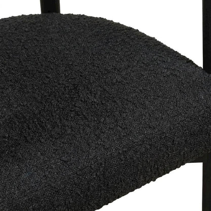 Boucle Upholstered Dining Chair with Ash Wood Legs for Dining Room, Black