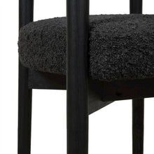 Boucle Upholstered Dining Chair with Ash Wood Legs for Dining Room, Black
