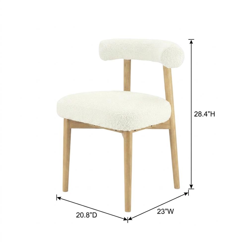 Boucle Accent Chair with Ash Wood Legs for Living Room or Bedroom, Cream