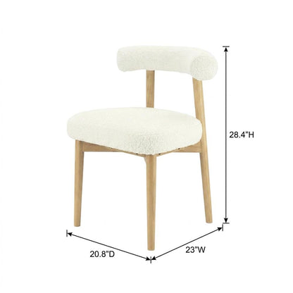 Boucle Accent Chair with Ash Wood Legs for Living Room or Bedroom, Cream