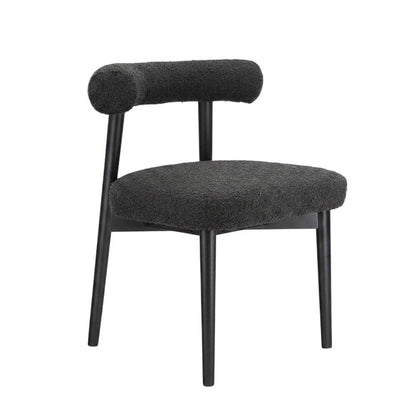 Boucle Accent Chair with Ash Wood Legs, Comfy Side Chair for Living Room, Black