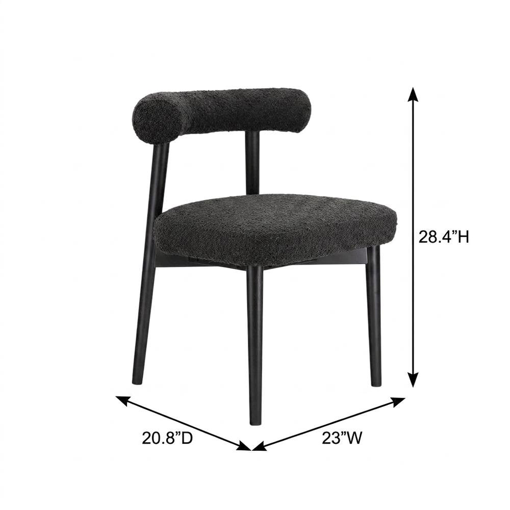 Boucle Accent Chair with Ash Wood Legs, Comfy Side Chair for Living Room, Black