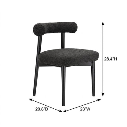 Boucle Accent Chair with Ash Wood Legs, Comfy Side Chair for Living Room, Black