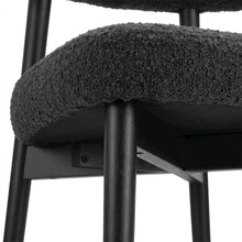 Boucle Accent Chair with Ash Wood Legs, Comfy Side Chair for Living Room, Black