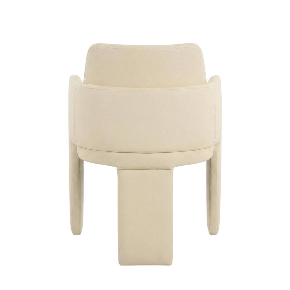 Vegan Leather Upholstered Dining Chair with Spring Seat for Dining Room, Cream