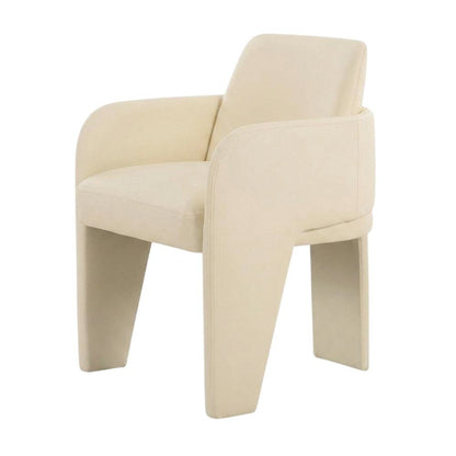 Vegan Leather Upholstered Dining Chair with Spring Seat for Dining Room, Cream