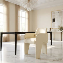 Vegan Leather Upholstered Dining Chair with Spring Seat for Dining Room, Cream