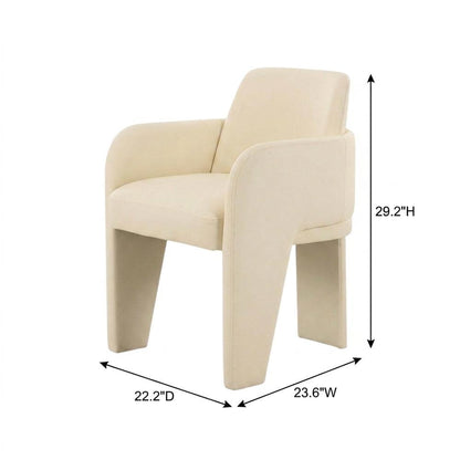 Vegan Leather Upholstered Dining Chair with Spring Seat for Dining Room, Cream