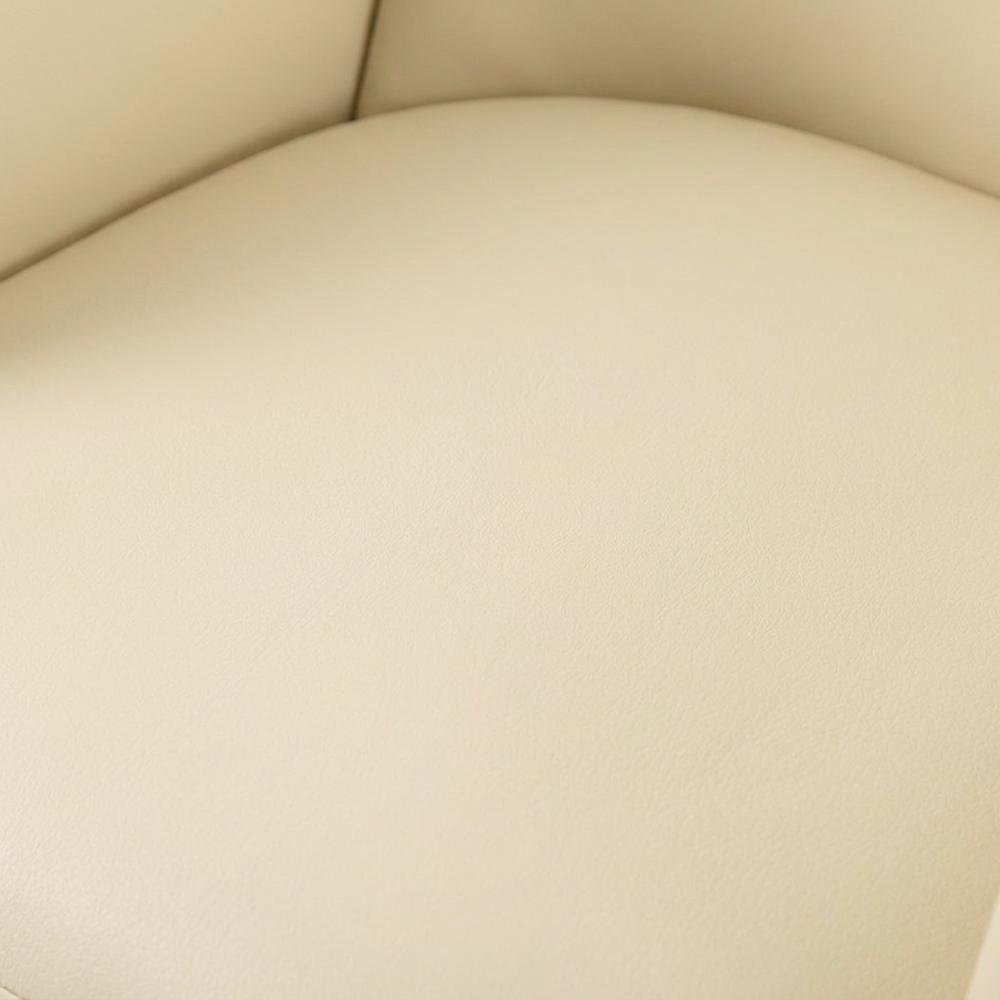 Vegan Leather Upholstered Dining Chair with Spring Seat for Dining Room, Cream