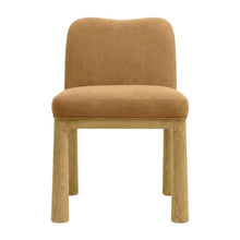 Tiara Velvet Upholstered Dining Chair with Oak Legs for Dining Room, Cognac