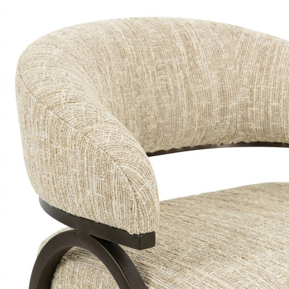 Boucle-Upholstered Counter Stool with Bronze Stainless Steel Legs, Taupe