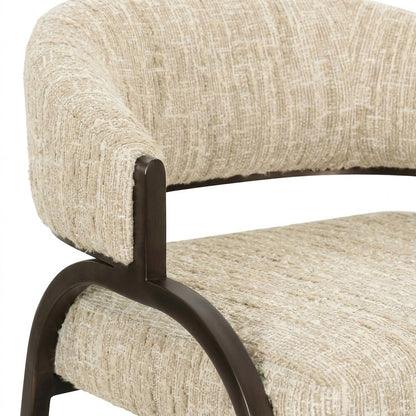Boucle-Upholstered Counter Stool with Bronze Stainless Steel Legs, Taupe
