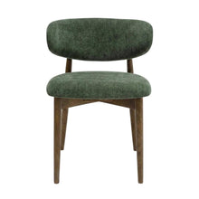 Textured Velvet Upholstered Dining Chair with Oak Legs, Forest Green