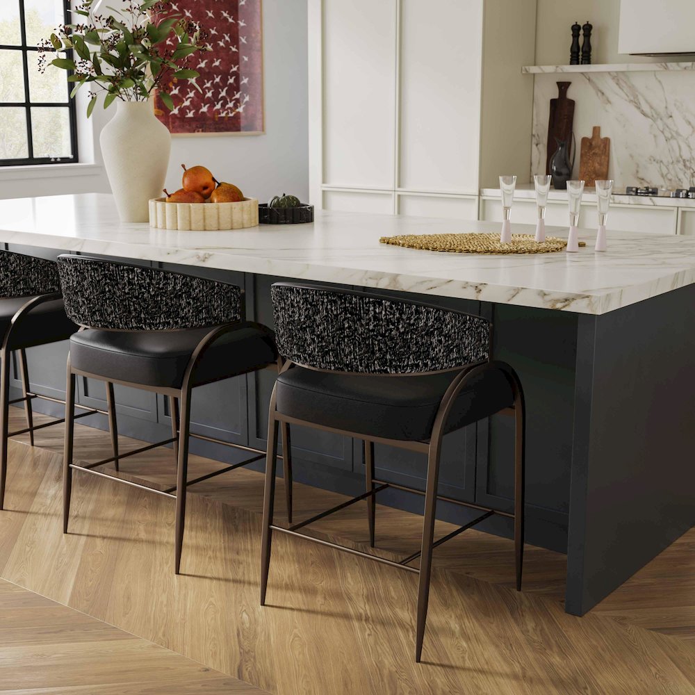 Tatum Black Vegan Leather 2-Tone Counter Stool