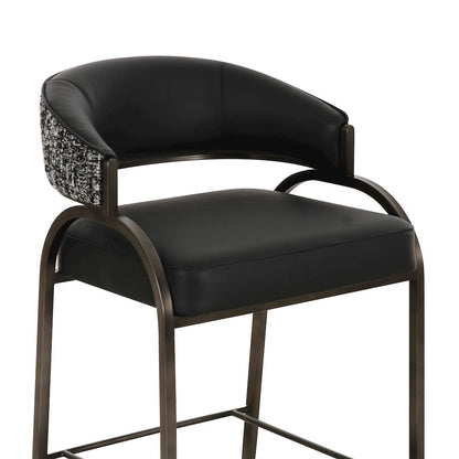 Tatum Black Vegan Leather 2-Tone Counter Stool