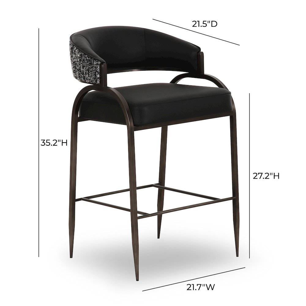 Tatum Black Vegan Leather 2-Tone Counter Stool