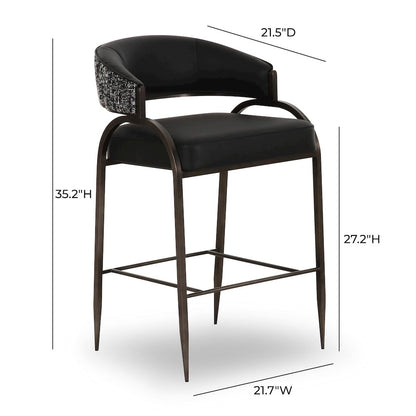 Tatum Black Vegan Leather 2-Tone Counter Stool