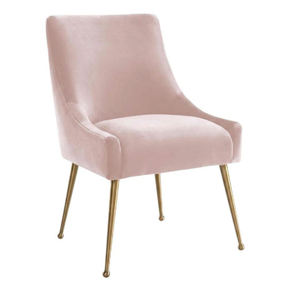 Beatrix Velvet Accent Side Chair with Gold Legs for Bedroom or Living Room