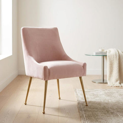 Beatrix Velvet Accent Side Chair with Gold Legs for Bedroom or Living Room