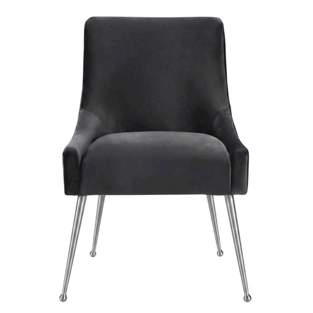 Velvet Upholstered Dining Chair with Silver Legs for Kitchen and Dining