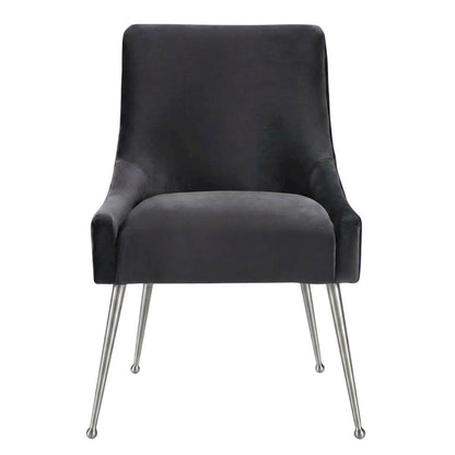 Velvet Upholstered Dining Chair with Silver Legs for Kitchen and Dining