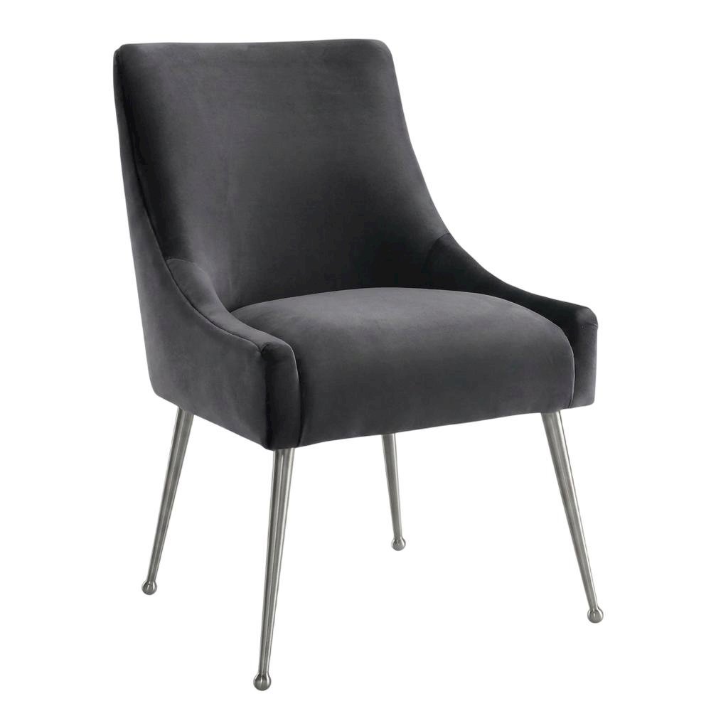 Velvet Upholstered Dining Chair with Silver Legs for Kitchen and Dining