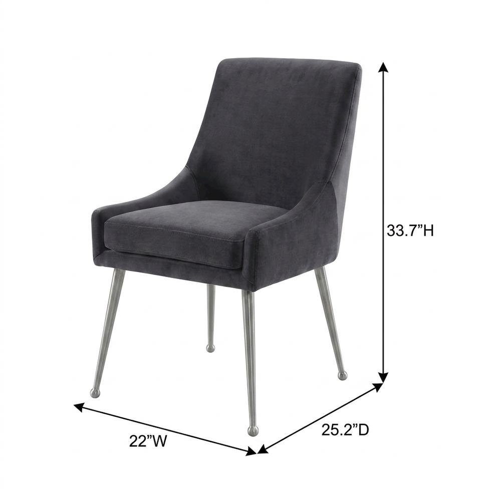 Velvet Upholstered Dining Chair with Silver Legs for Kitchen and Dining