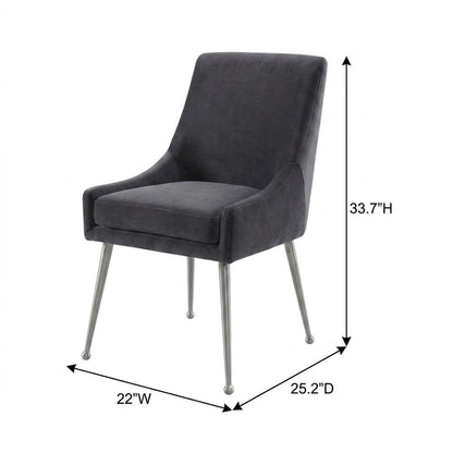 Velvet Upholstered Dining Chair with Silver Legs for Kitchen and Dining