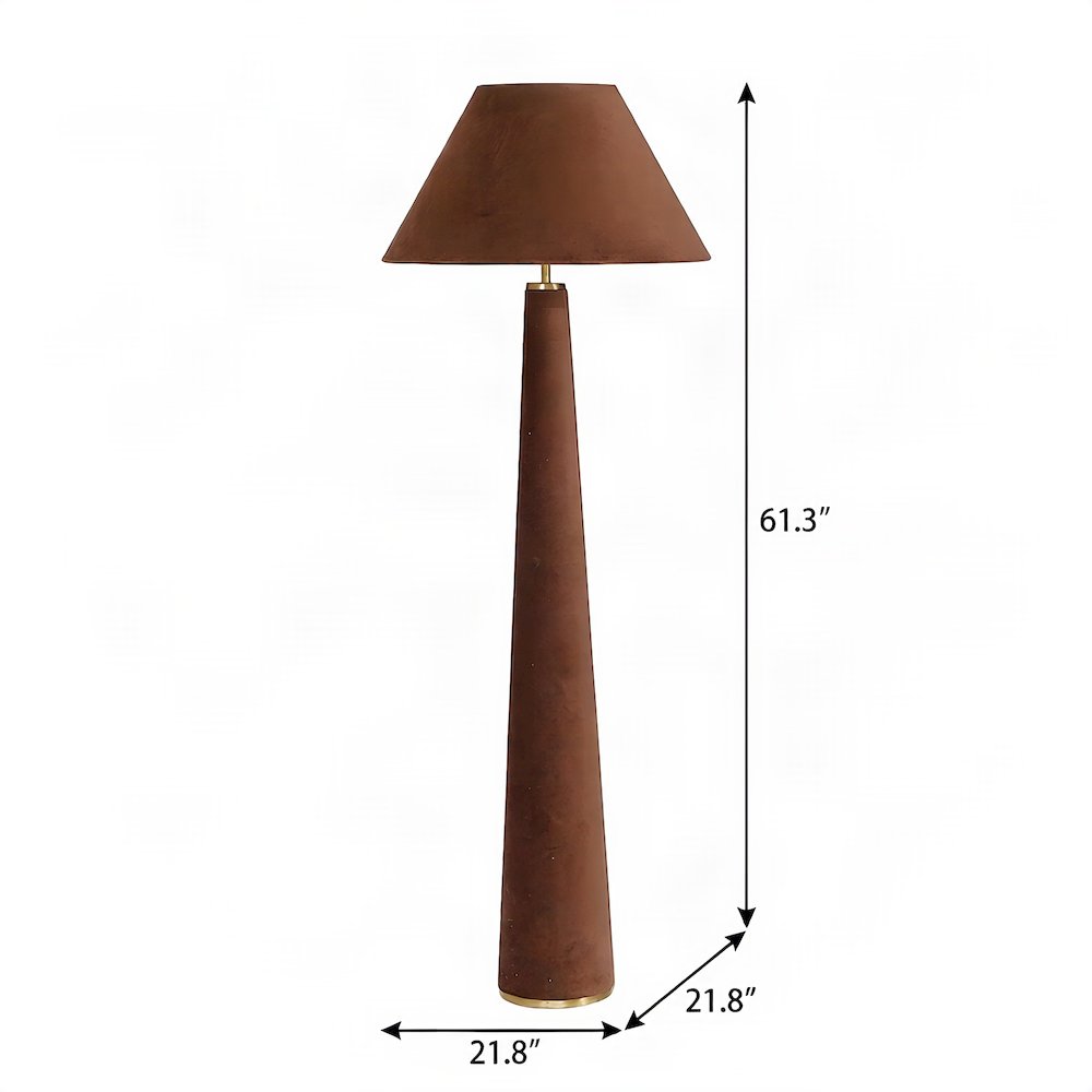 Graham Velvet Floor Lamp with Iron Base and Push-Button Switch, Chocolate Brown