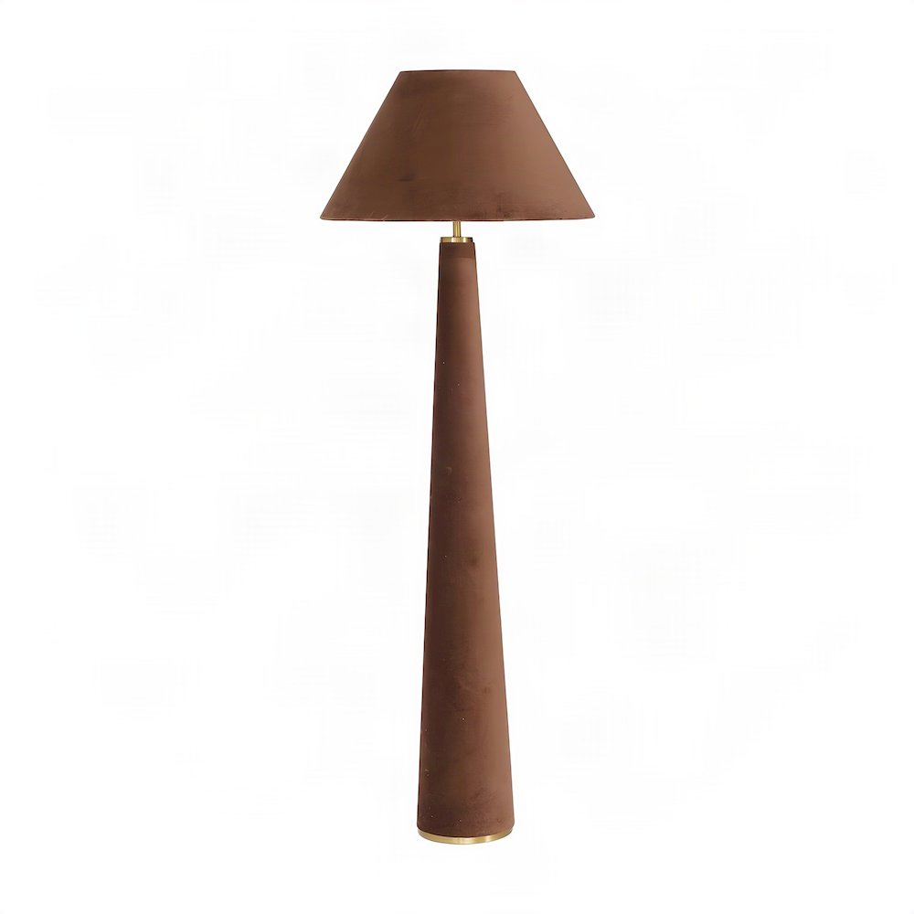 Graham Velvet Floor Lamp with Iron Base and Push-Button Switch, Chocolate Brown