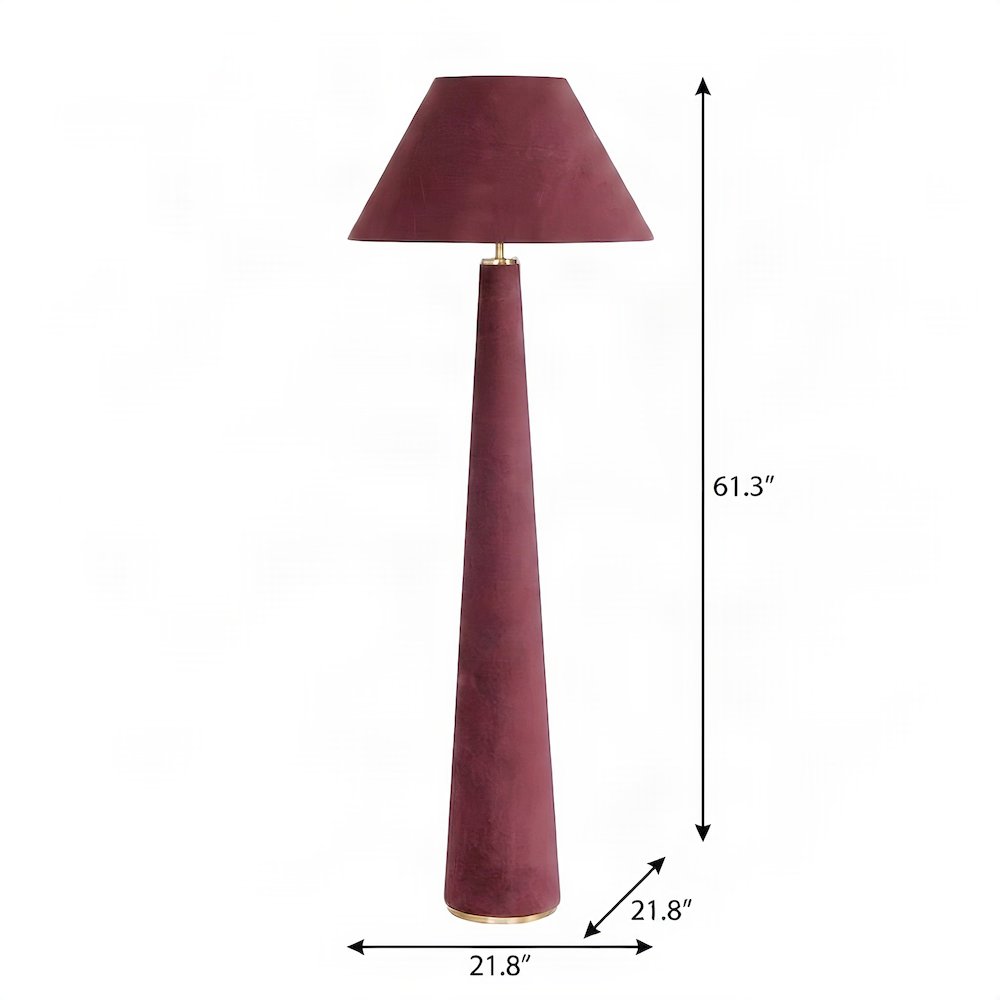 Velvet Standing Floor Lamp with Push-Button Switch, E26 LED-Compatible, Burgundy