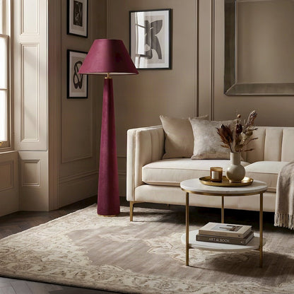 Velvet Standing Floor Lamp with Push-Button Switch, E26 LED-Compatible, Burgundy