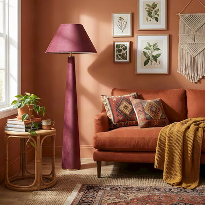 Velvet Standing Floor Lamp with Push-Button Switch, E26 LED-Compatible, Burgundy