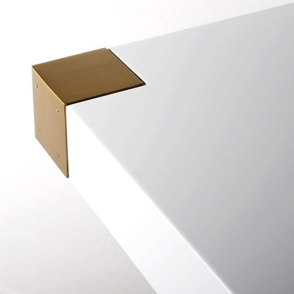 White Wood Dining Table With Gold Stainless Steel Base And Modern Design