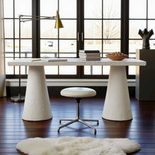 White Faux Plaster Modern Desk With Sculptural Shape And Minimalist Form
