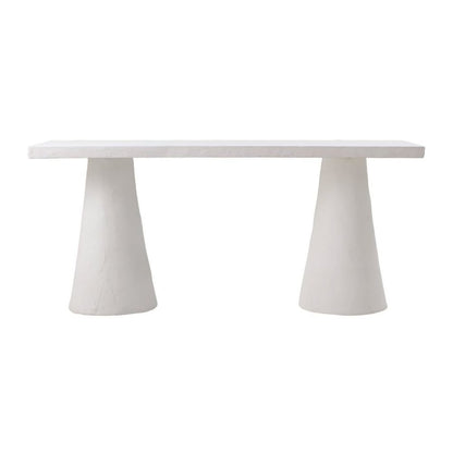 White Faux Plaster Modern Desk With Sculptural Shape And Minimalist Form