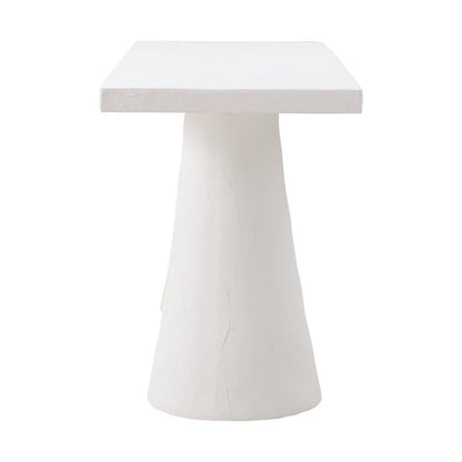 White Faux Plaster Modern Desk With Sculptural Shape And Minimalist Form