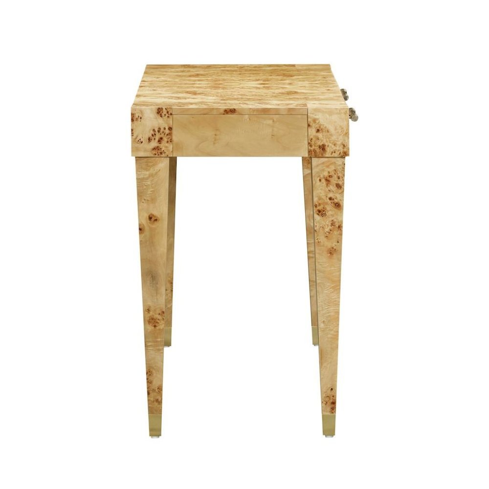 Brown Acacia Wood Writing Desk With 2 Drawers For Home Office Use