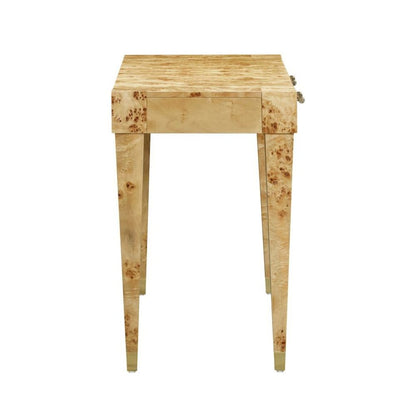 Brown Acacia Wood Writing Desk With 2 Drawers For Home Office Use