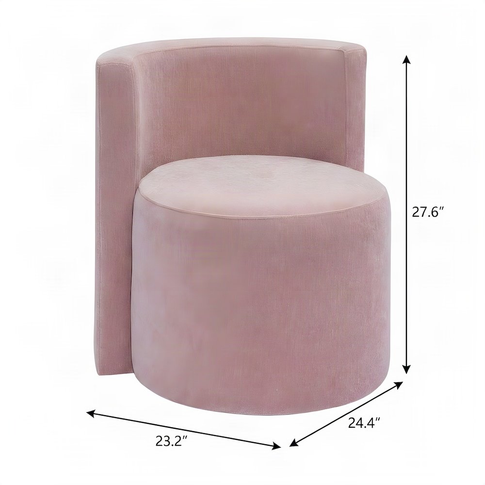 Recycled Fabric Rolling Desk Chair with Foam-Cushioned Velvet Seat, Pink